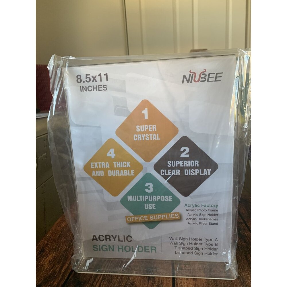 Nubee Acrylic Sign Holder 8.5"x11" Superior Clear Display Extra Thick Durable Mu